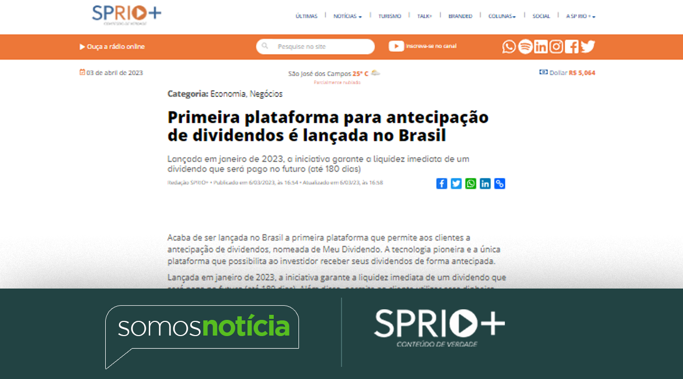 Primeira plataforma para antecipação de dividendos é lançada no Brasil